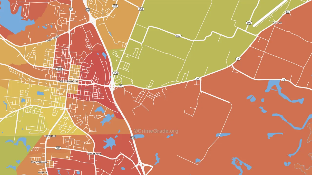 Grapevine, KY Map of Theft Rates