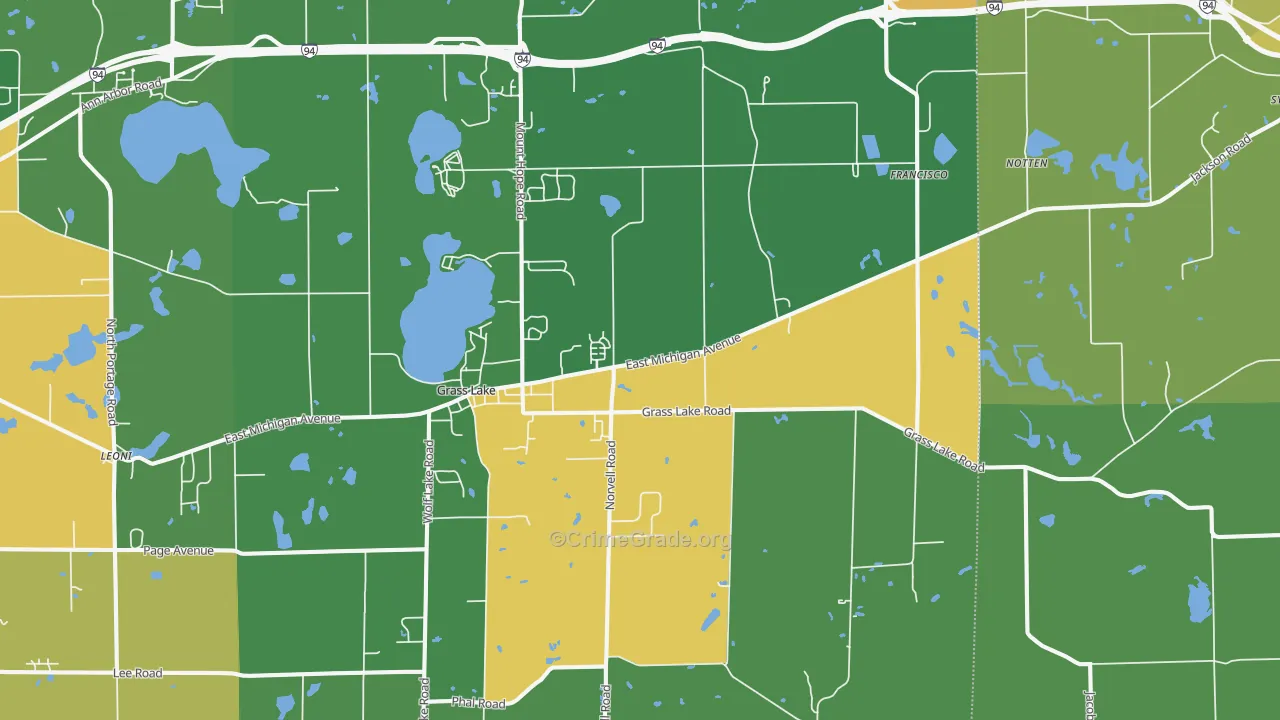 Grass Lake, MI Map of Theft Rates