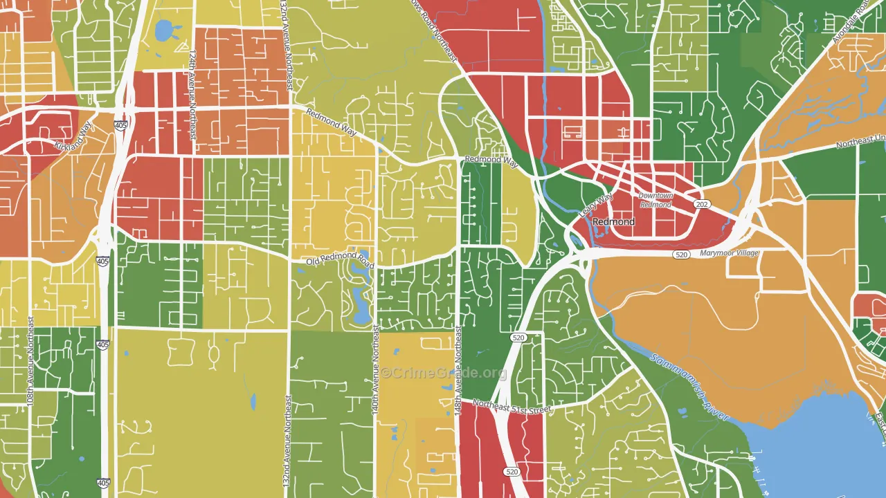 Grass Lawn, Redmond, WA Map of Theft Rates