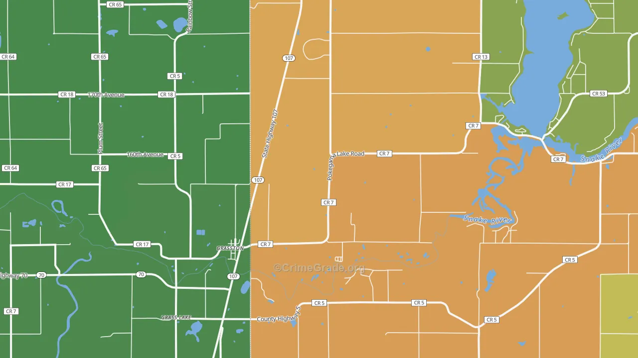 Grasston, MN Map of Theft Rates