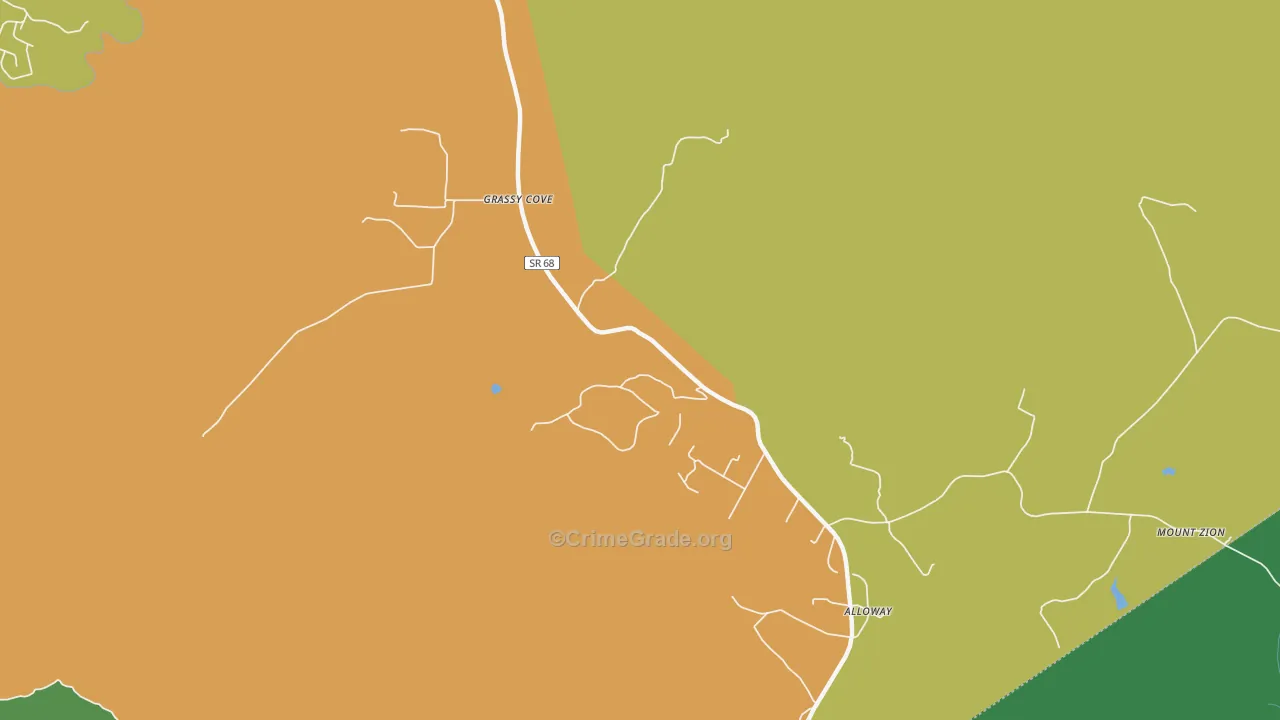 Grassy Cove, TN Map of Theft Rates