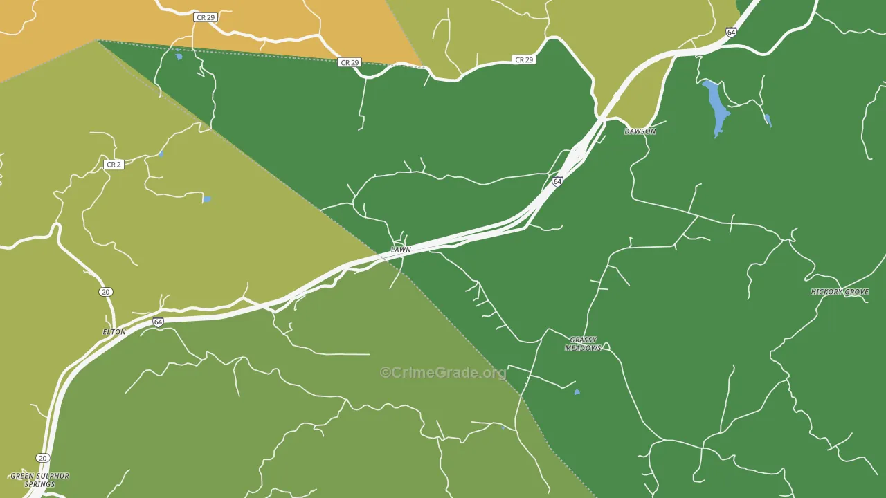 Grassy Meadows, WV Map of Theft Rates