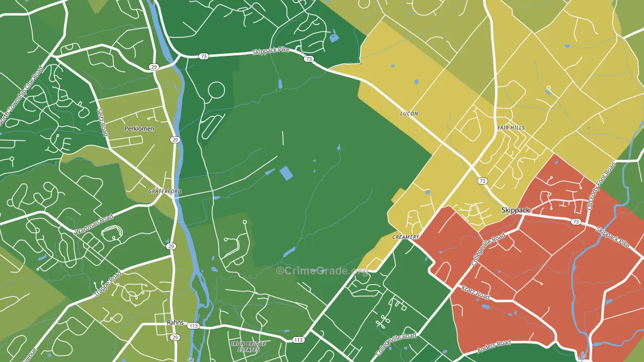 Graterford, PA Map of Theft Rates