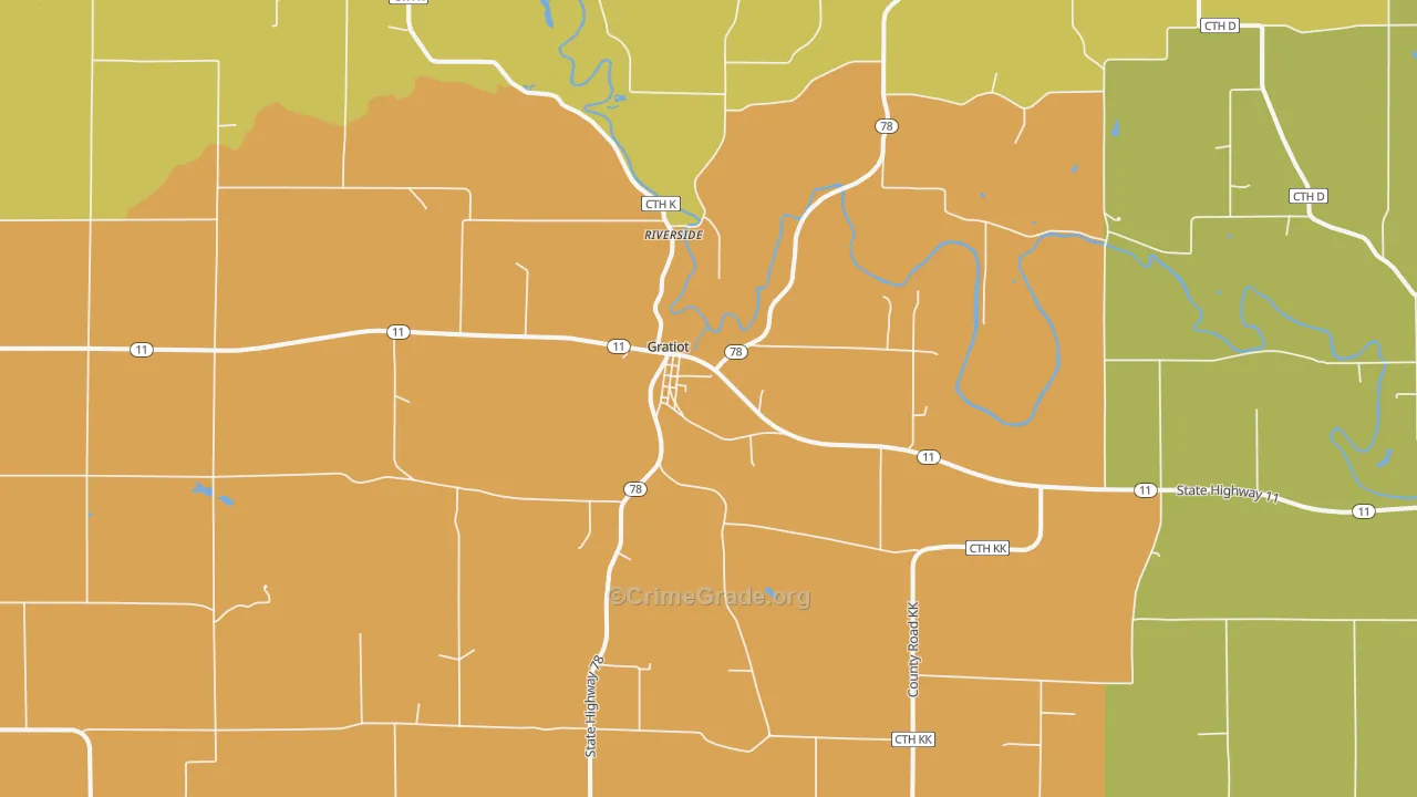 Gratiot, WI Map of Theft Rates
