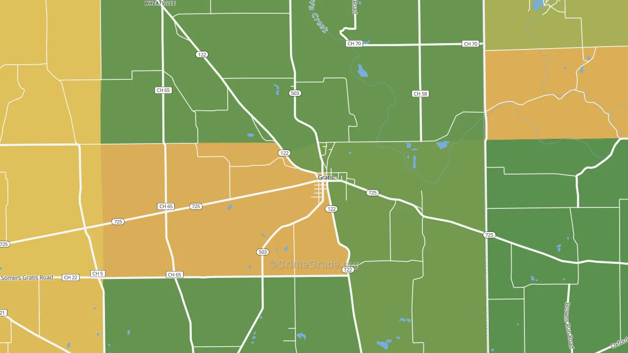 Gratis, OH Map of Theft Rates
