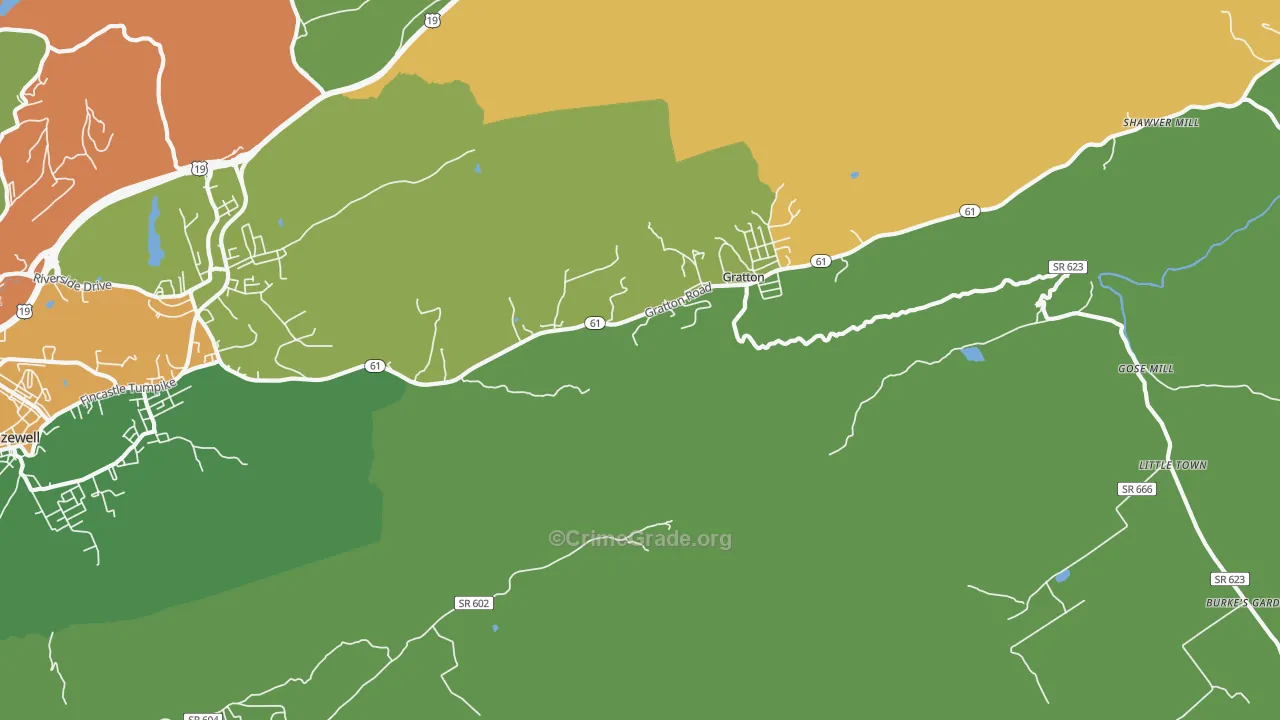 Gratton, VA Map of Theft Rates