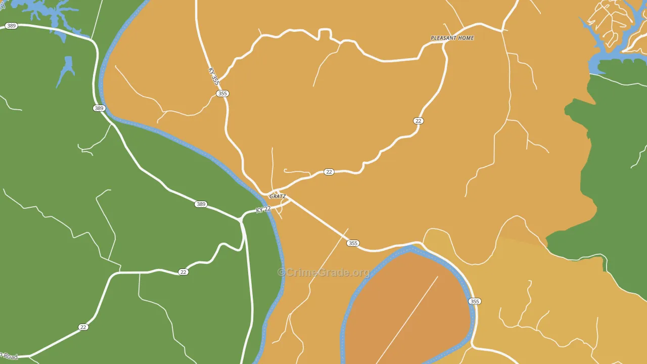 Gratz, KY Map of Theft Rates