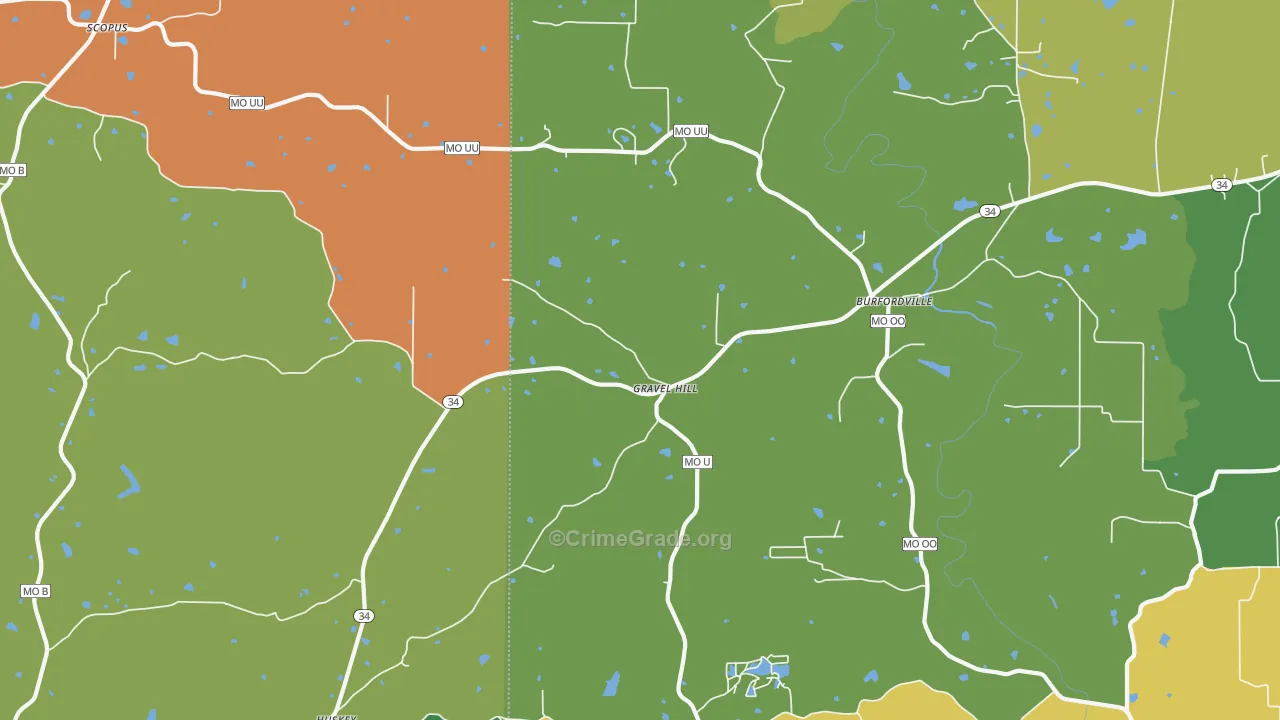 Gravel Hill, MO Map of Theft Rates