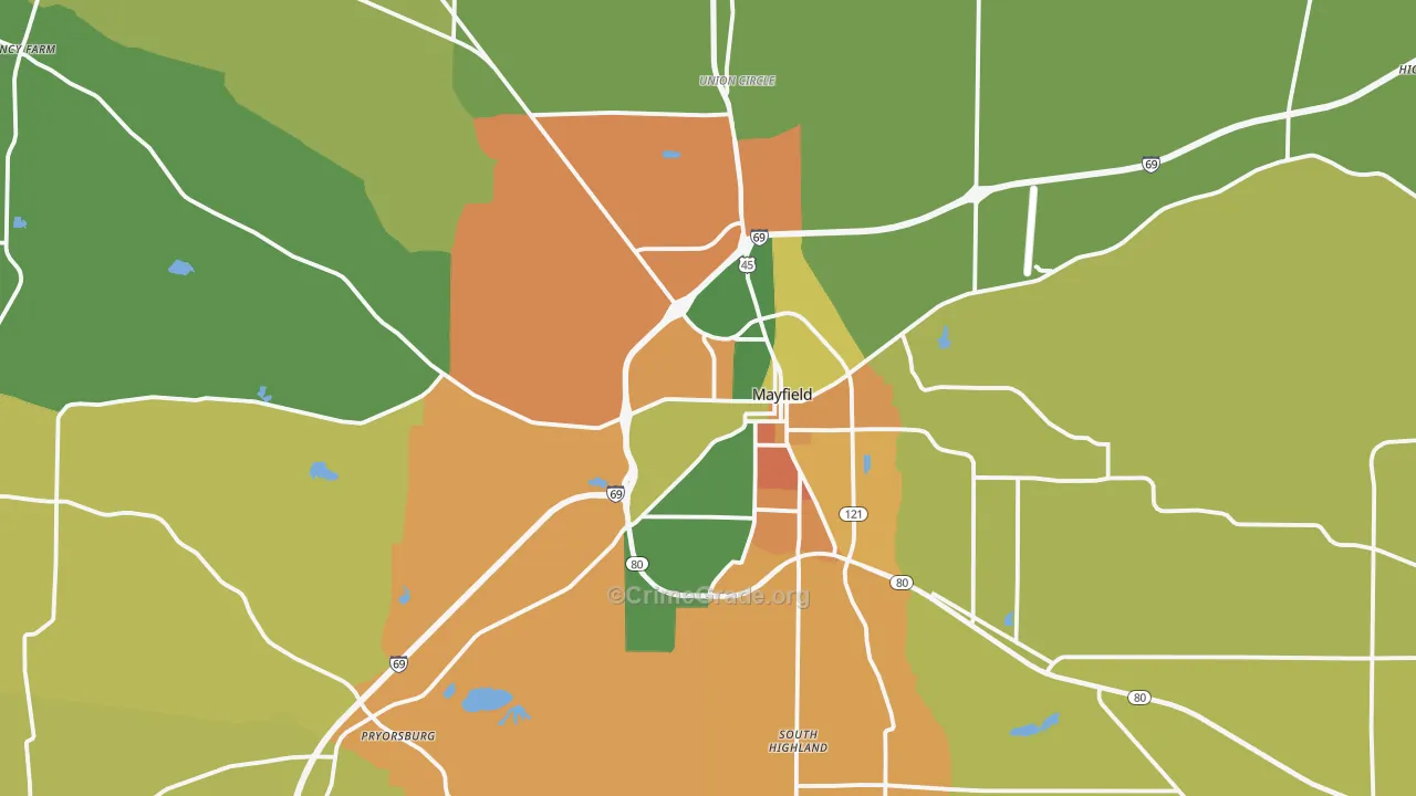 Graves County, KY Map of Theft Rates