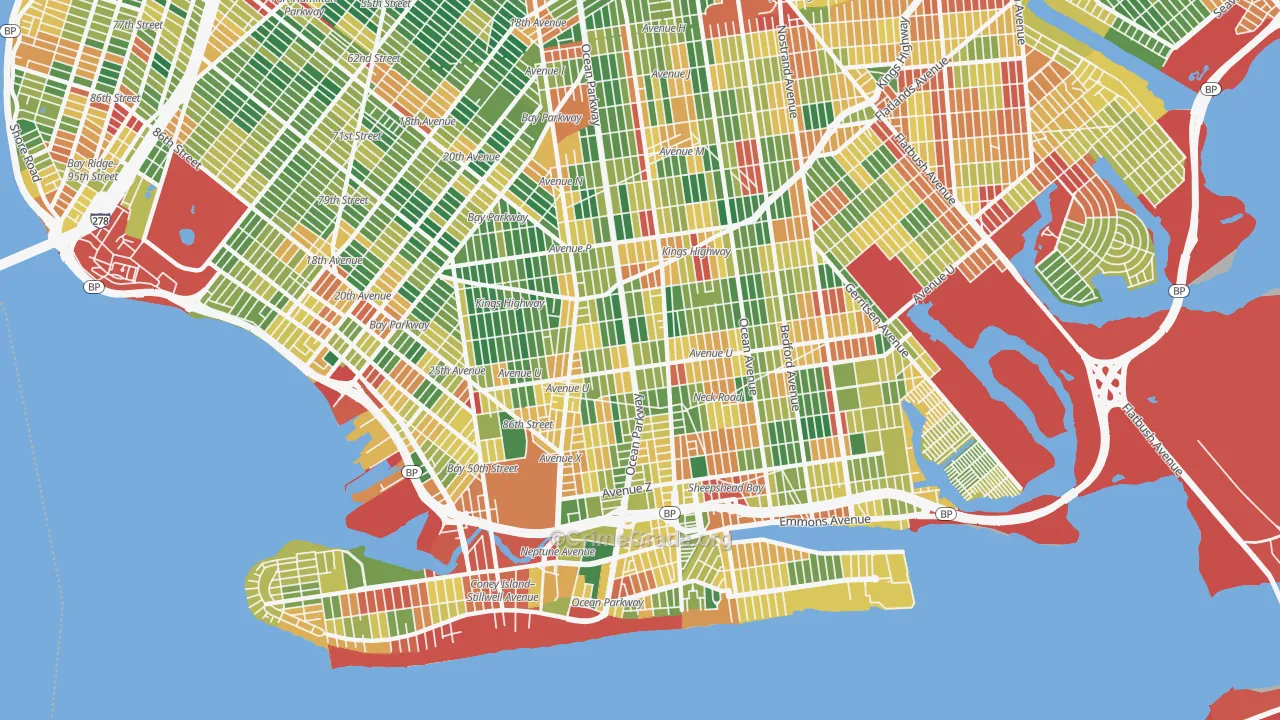 Gravesend-Sheepshead Bay, Brooklyn, NY Map of Theft Rates