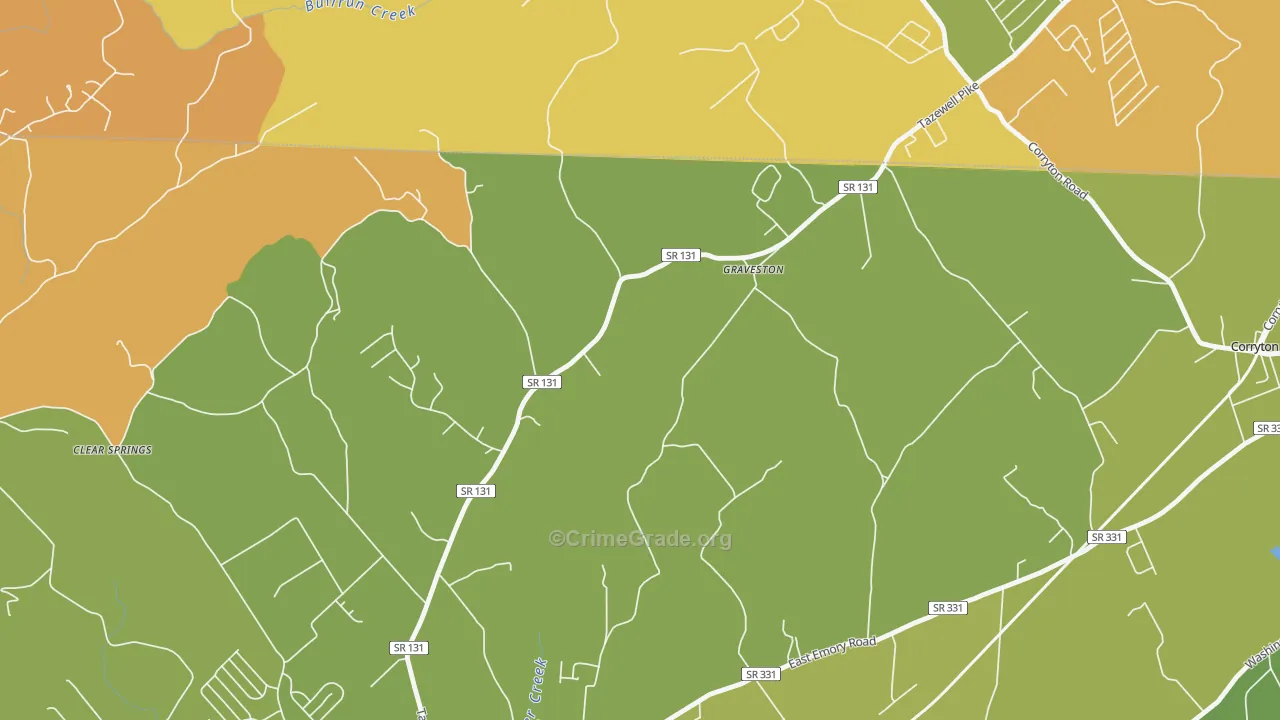 Graveston, TN Map of Theft Rates