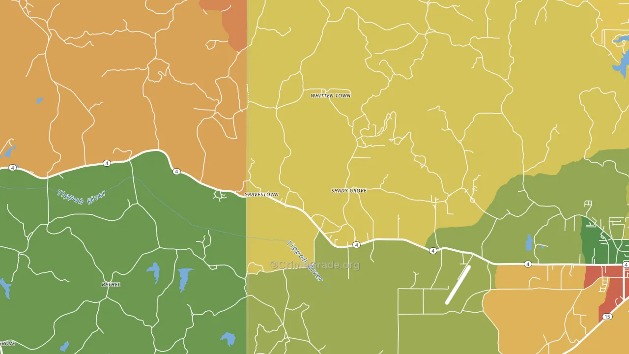 Gravestown, MS Map of Theft Rates