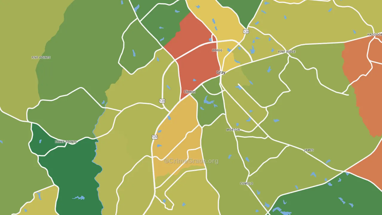 Gray, GA Map of Theft Rates