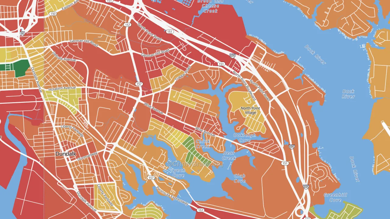 Gray Haven, Dundalk, MD Map of Theft Rates