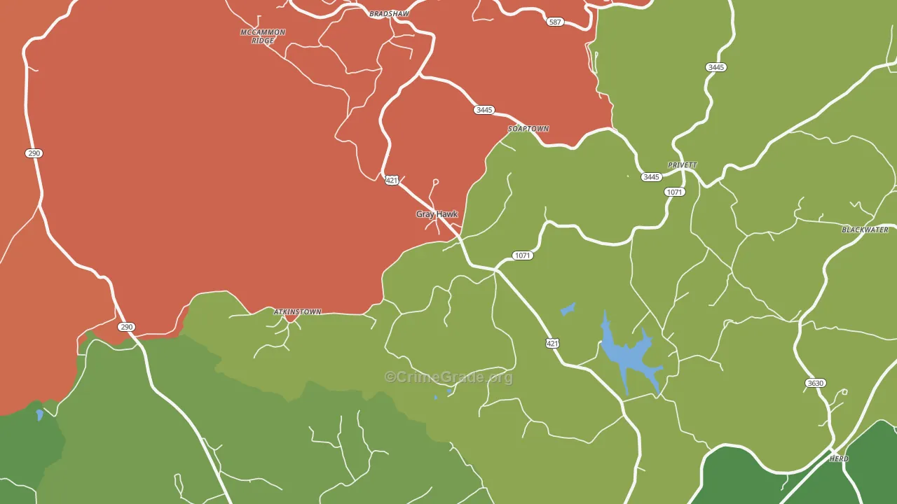 Gray Hawk, KY Map of Theft Rates