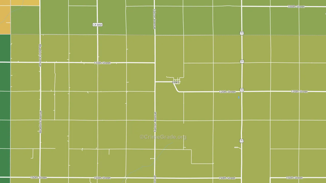Gray, IA Map of Theft Rates