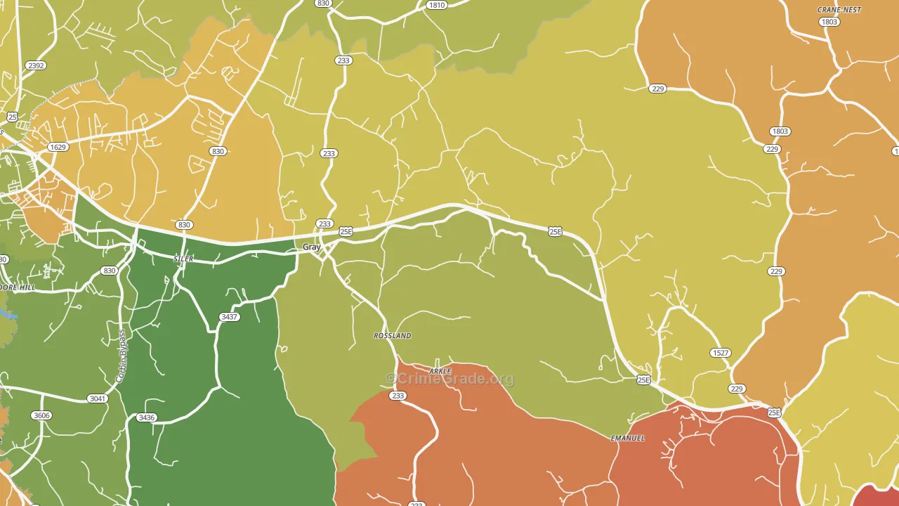 Gray, KY Map of Theft Rates
