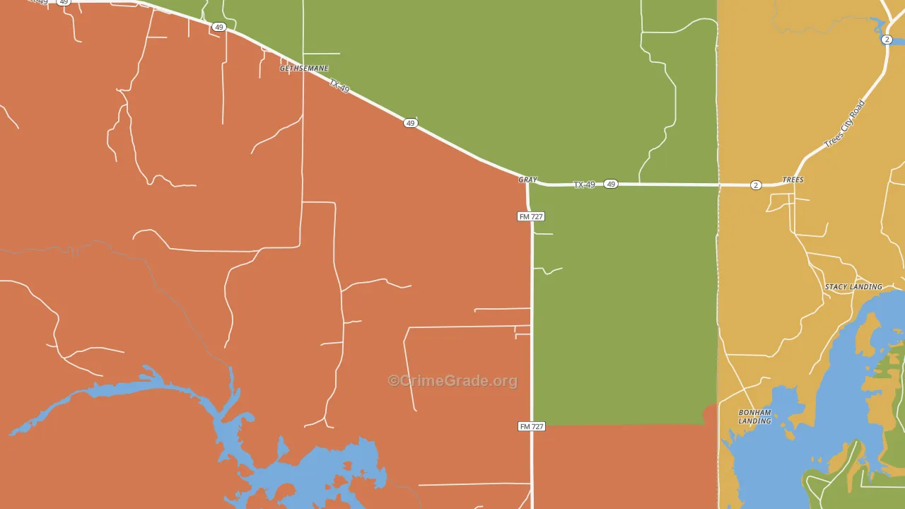 Gray, TX Map of Theft Rates