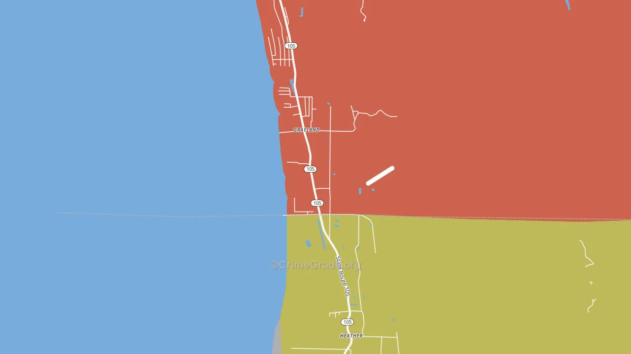 Grayland, WA Map of Theft Rates