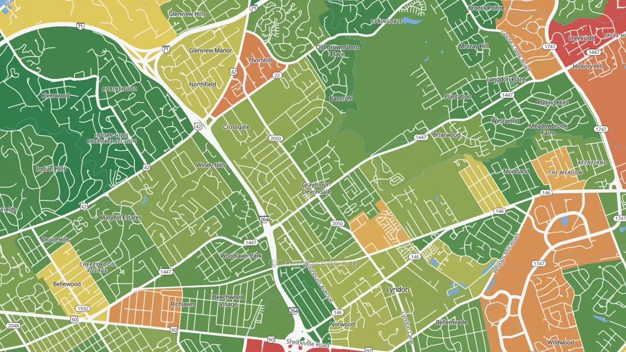 Graymoor-Devondale, KY Map of Theft Rates