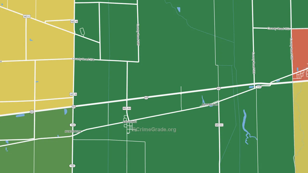 Grayridge, MO Map of Theft Rates