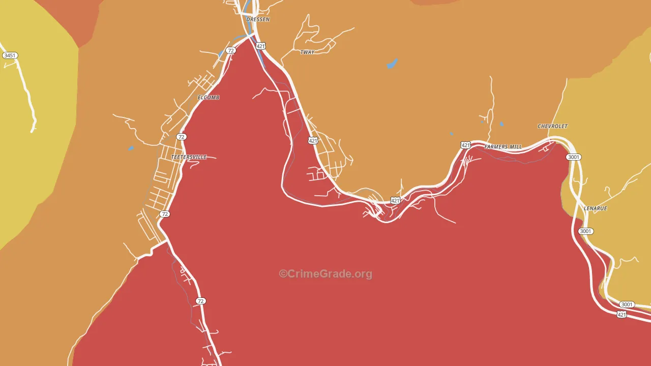 Grays Knob, KY Map of Theft Rates