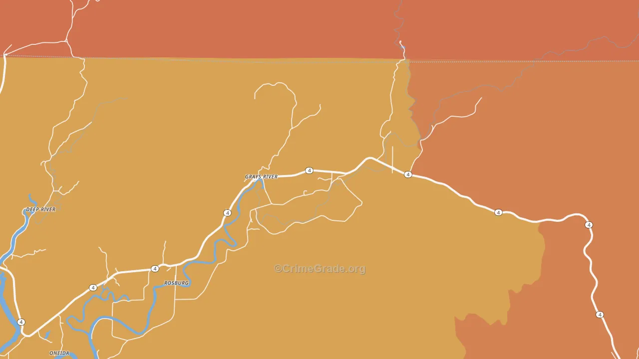 Grays River, WA Map of Theft Rates