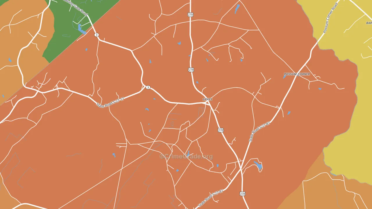 Grays, SC Map of Theft Rates