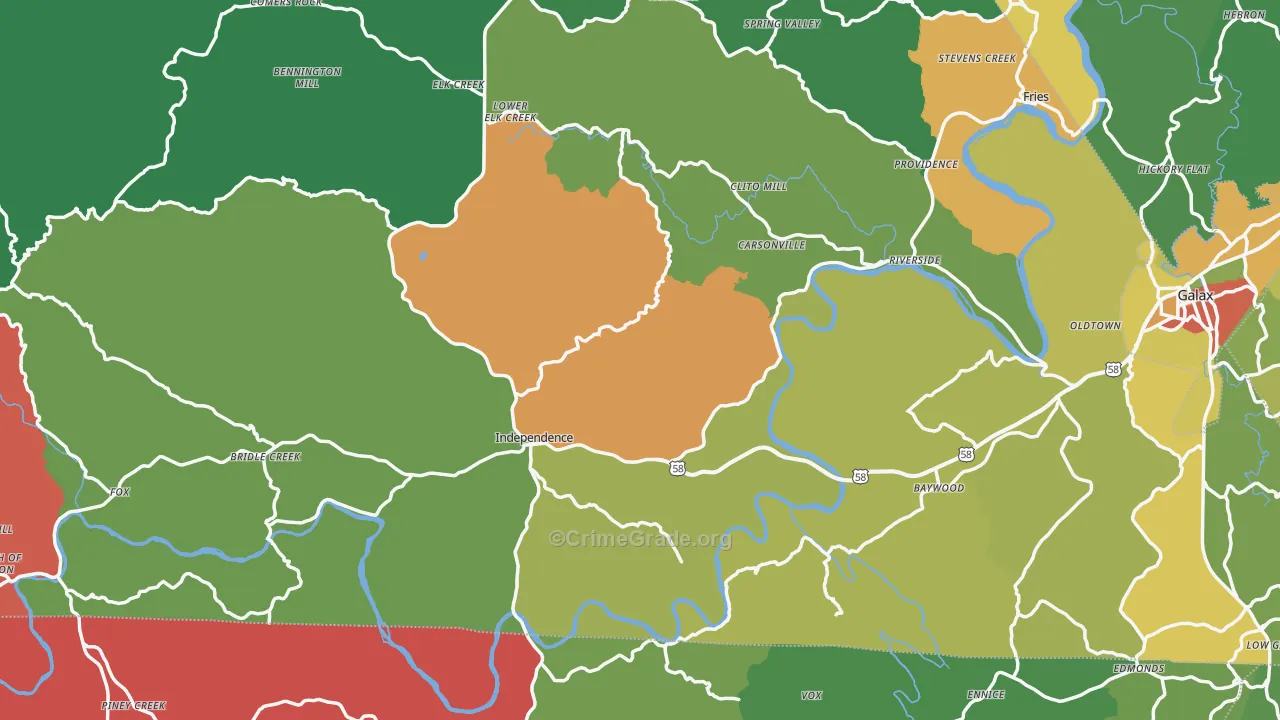 Grayson County, VA Map of Theft Rates