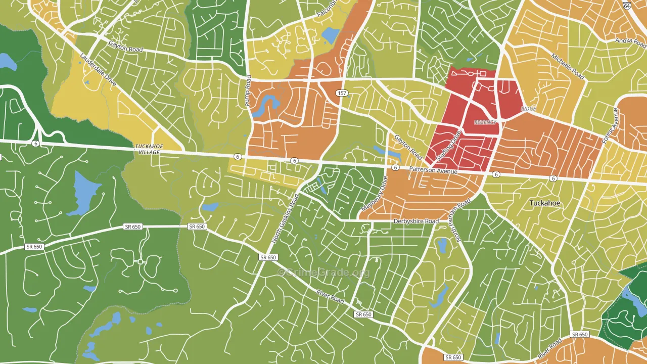 Grayson Hill, Tuckahoe, VA Map of Theft Rates