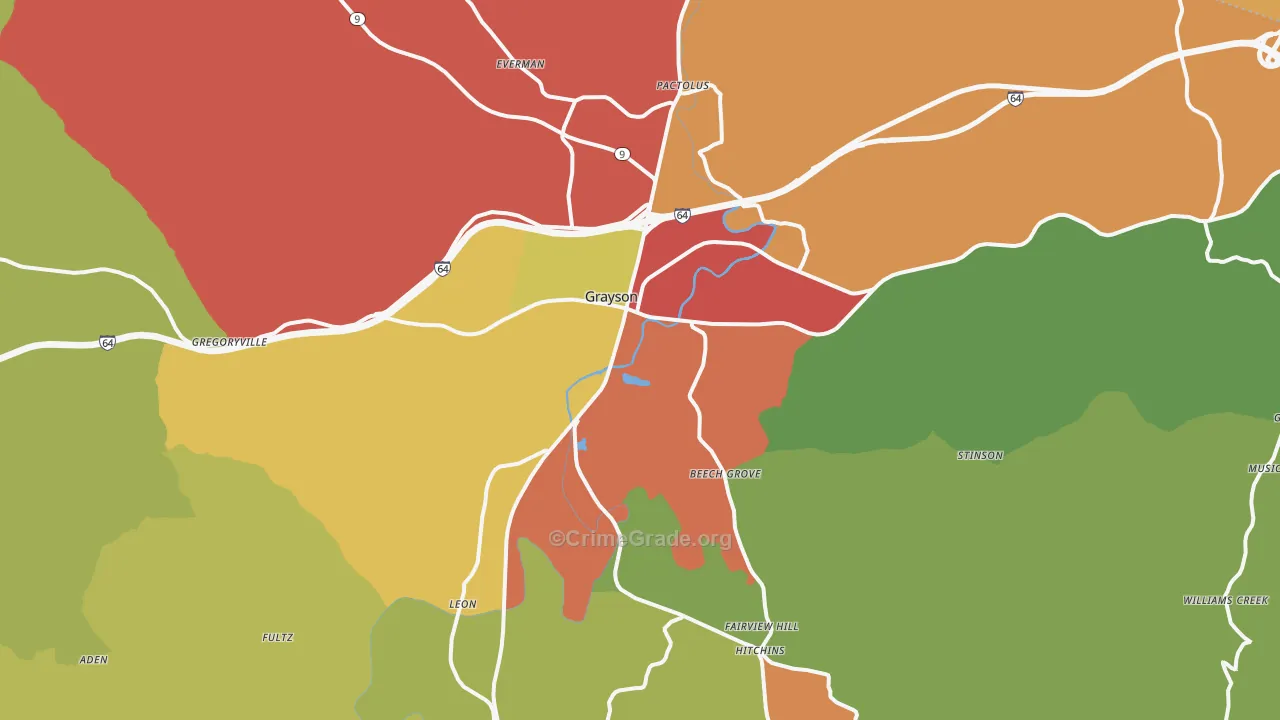 Grayson, KY Map of Theft Rates