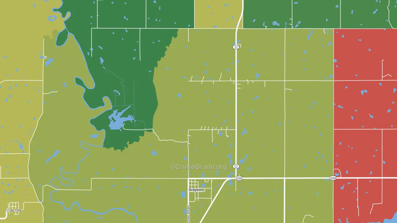 Grayson, OK Map of Theft Rates