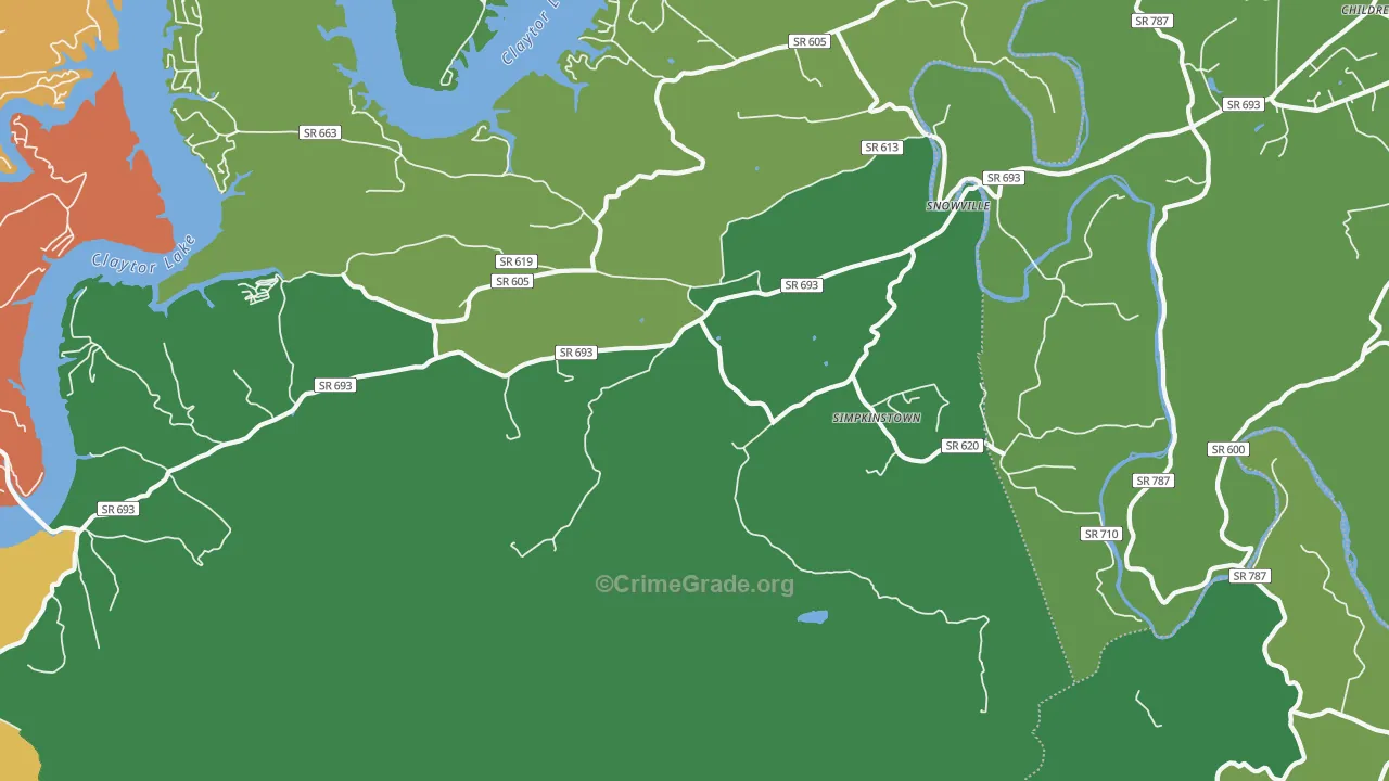 Graysontown, VA Map of Theft Rates