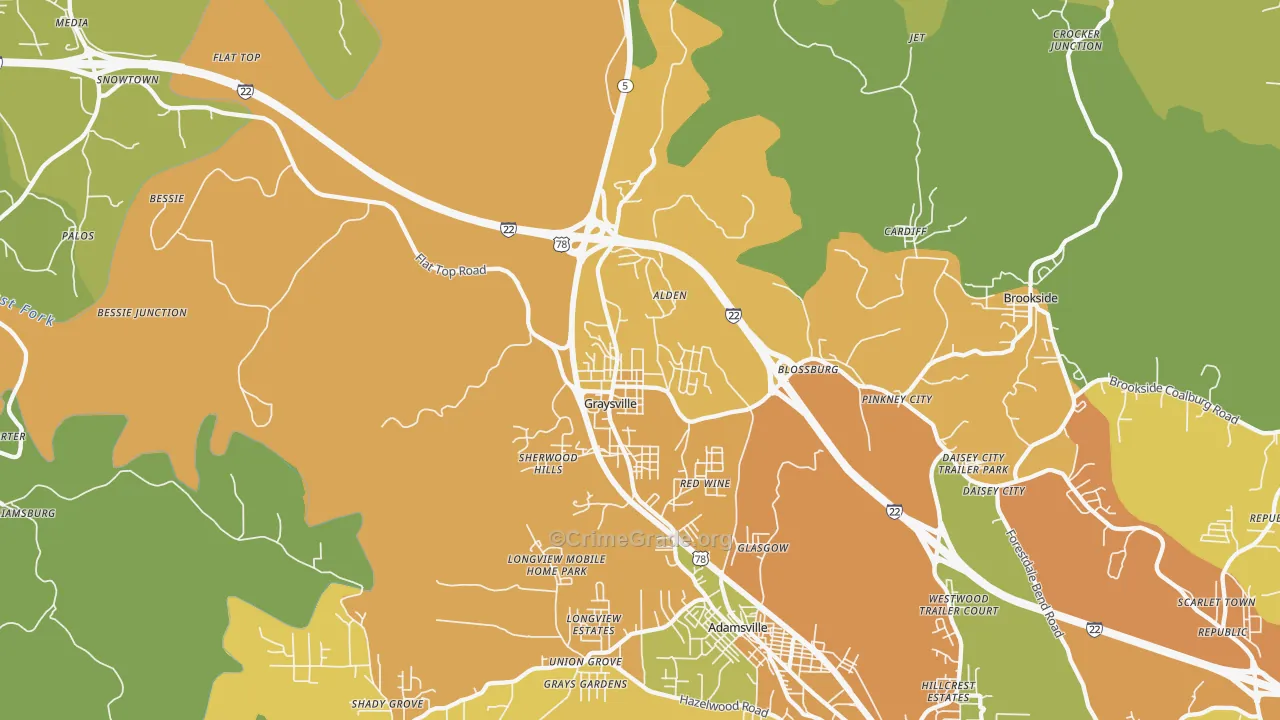Graysville, AL Map of Theft Rates