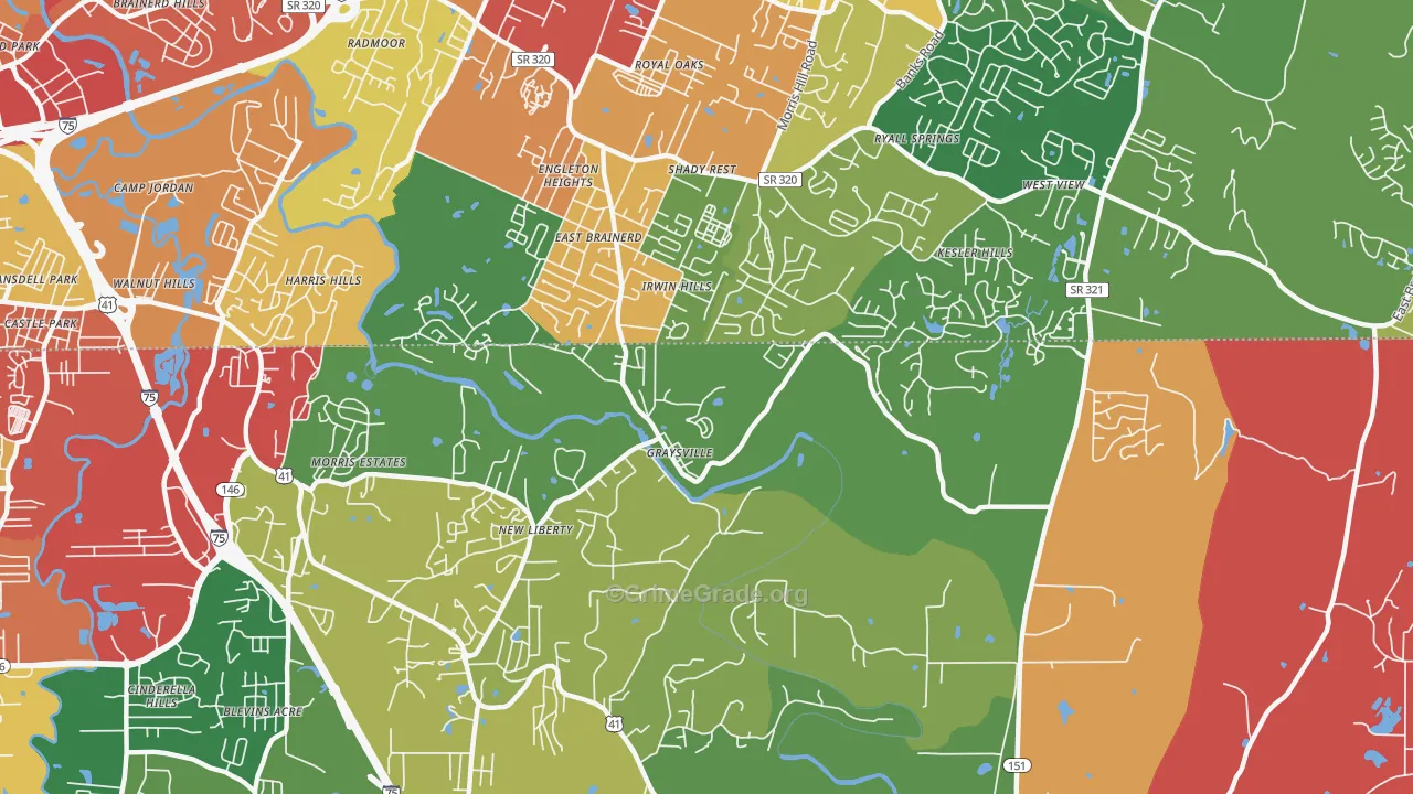 Graysville, GA Map of Theft Rates