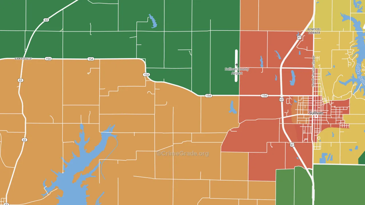 Graysville, IN Map of Theft Rates