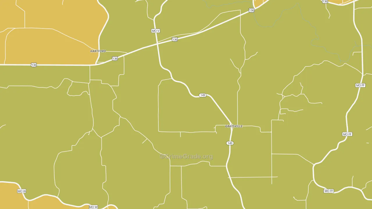 Graysville, MO Map of Theft Rates