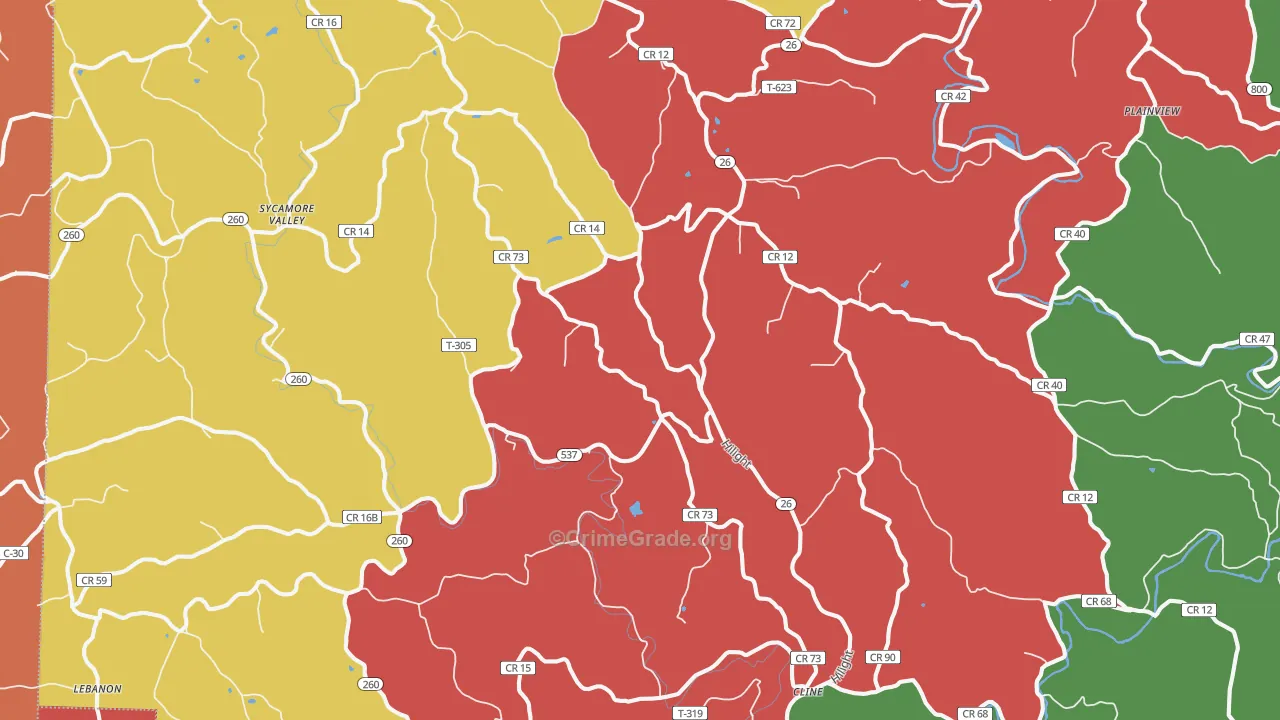 Graysville, OH Map of Theft Rates