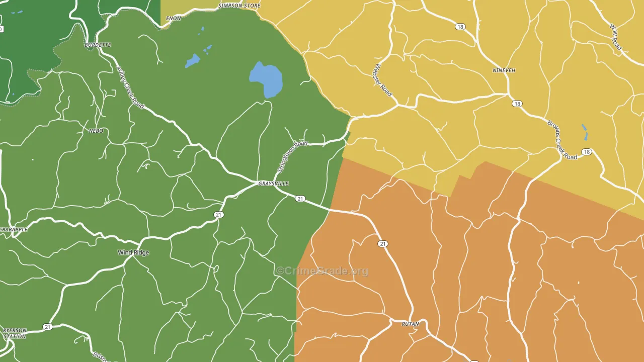 Graysville, PA Map of Theft Rates