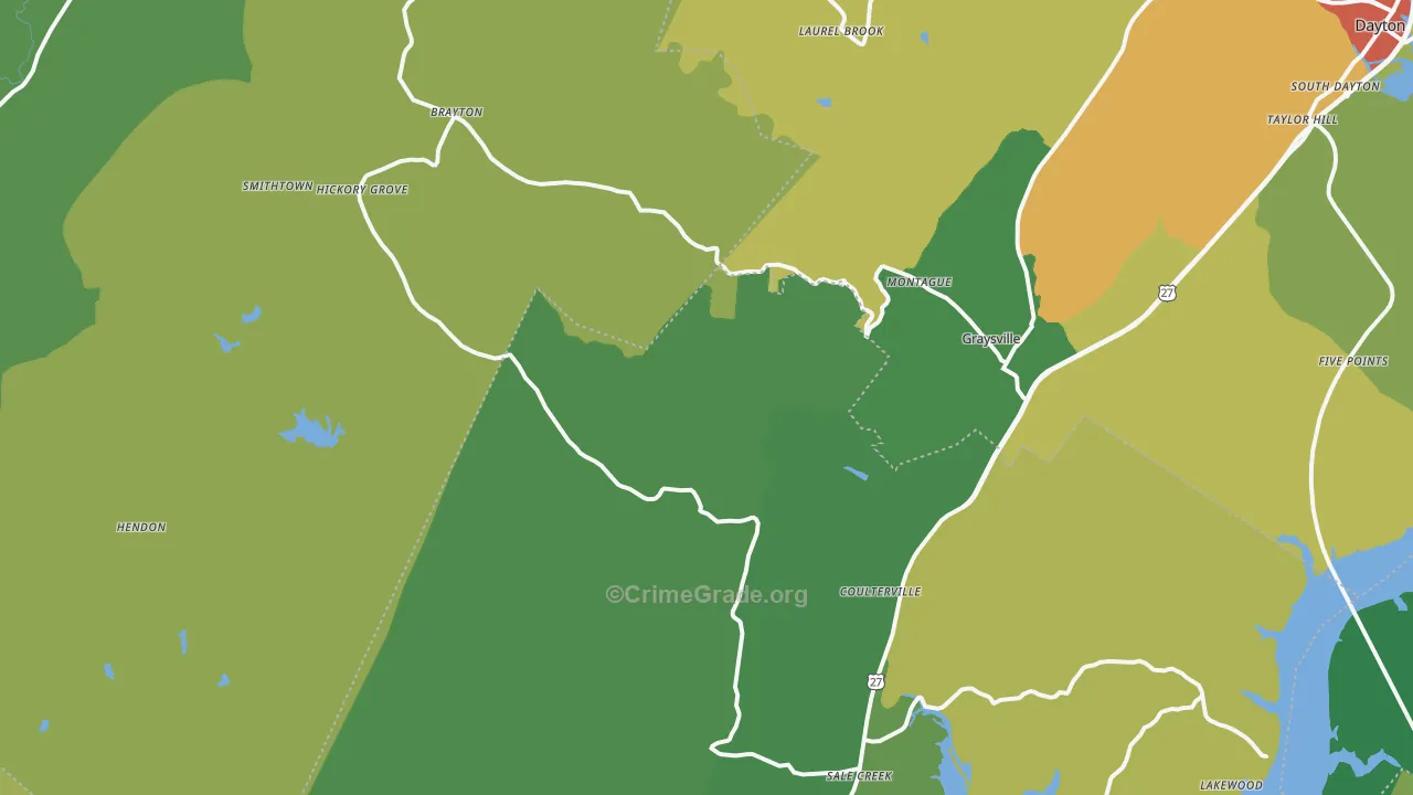 Graysville, TN Map of Theft Rates