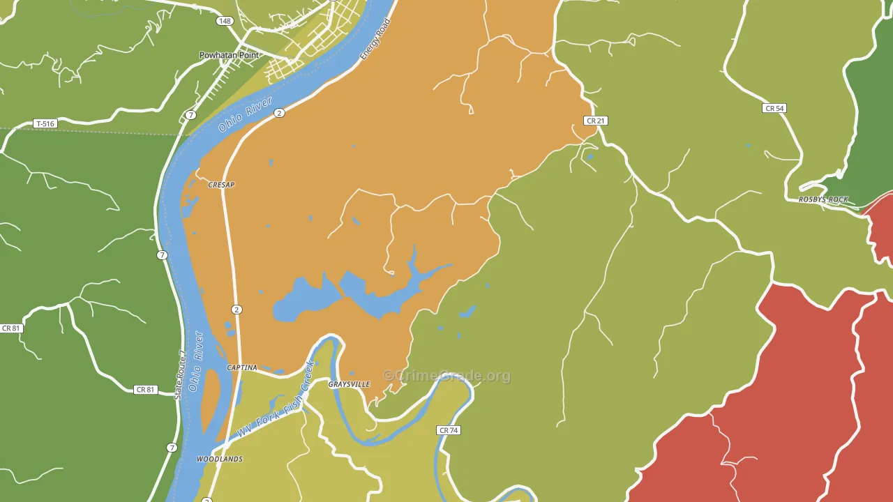 Graysville, WV Map of Theft Rates
