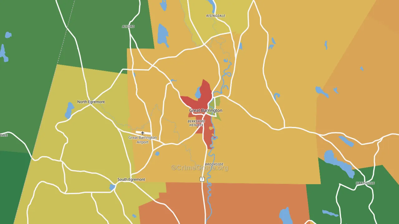 Great Barrington, MA Map of Theft Rates