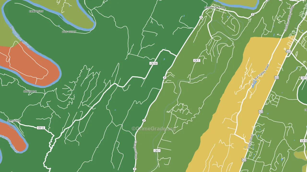Great Cacapon, WV Map of Theft Rates