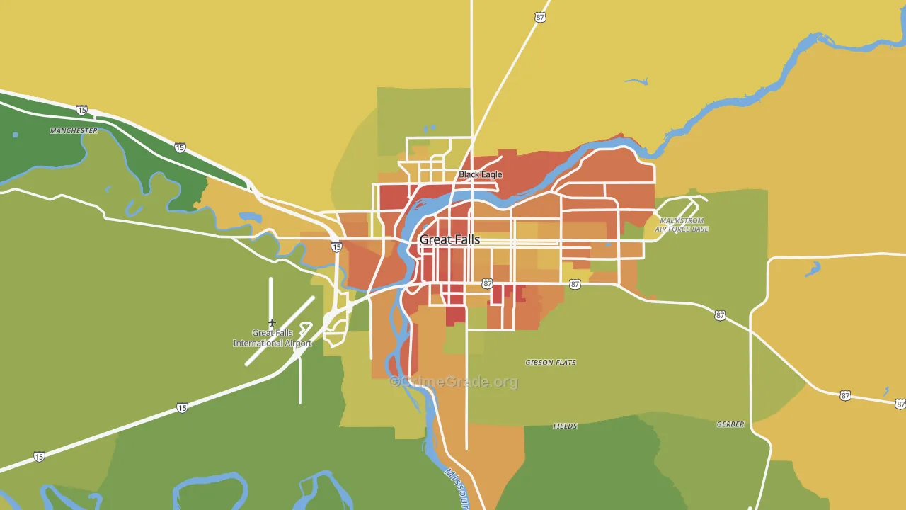 Great Falls, MT Map of Theft Rates