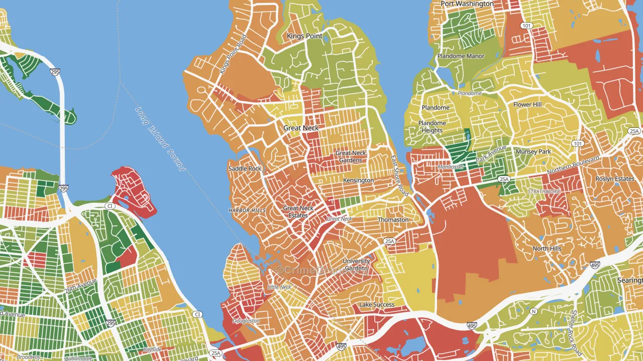 Great Neck, NY Map of Theft Rates