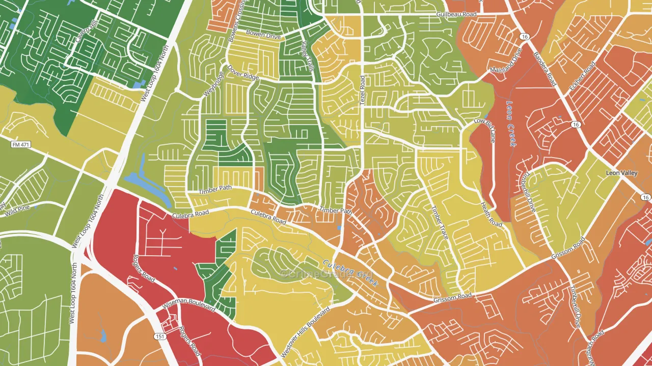 Great Northwest, San Antonio, TX Map of Theft Rates