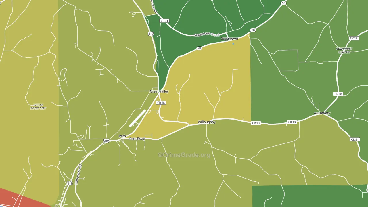 Great Valley, NY Map of Theft Rates