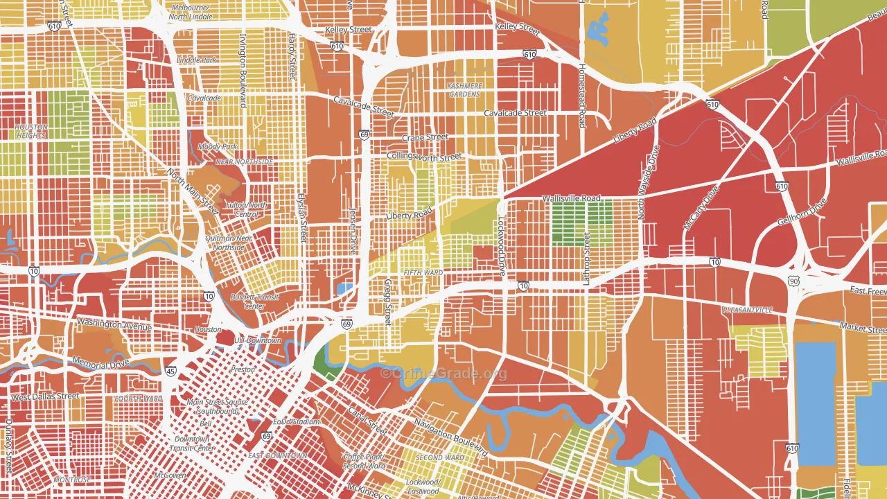Greater Fifth Ward, Houston, TX Map of Theft Rates