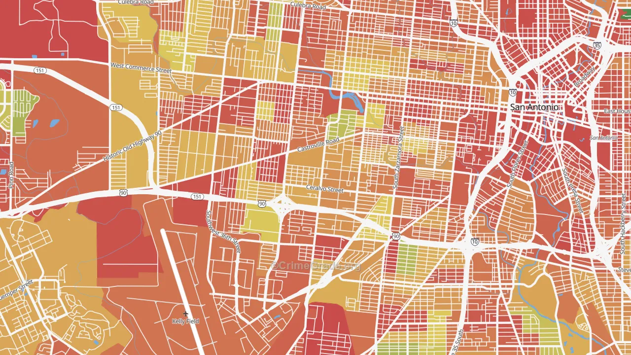 Greater Gardendale, San Antonio, TX Map of Theft Rates