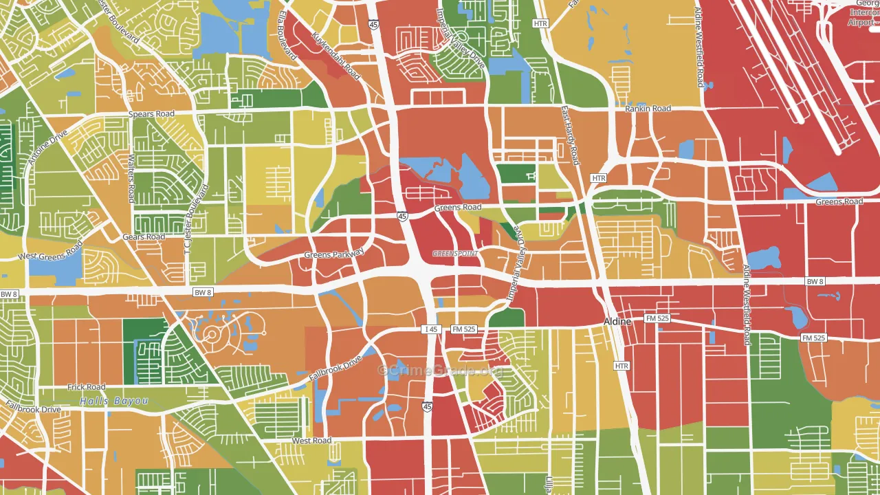 Greater Greenspoint, Houston, TX Map of Theft Rates